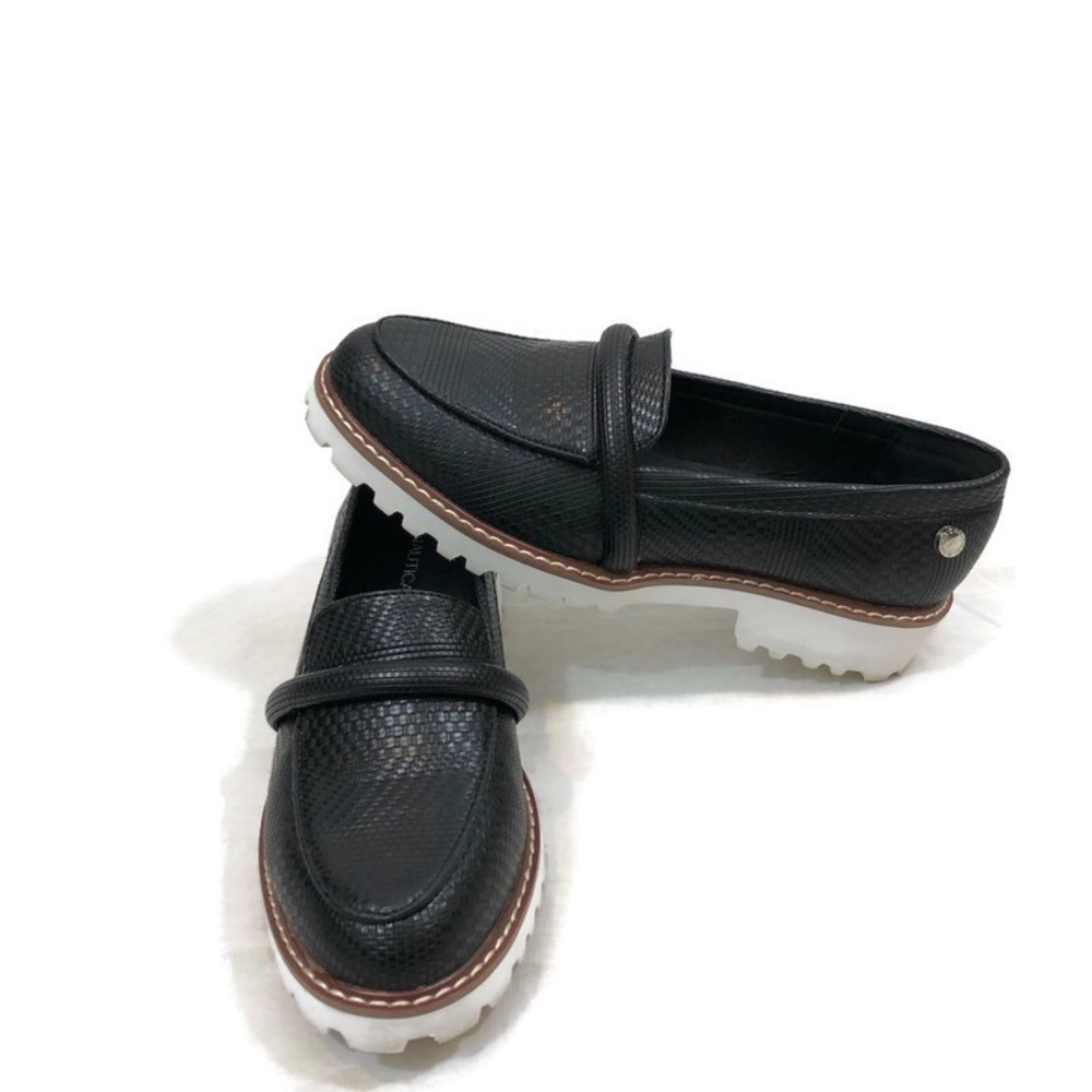 Nautica Black Loafers with White Soles